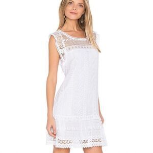 BB Dakota Optic White Milo Crochet Lace Sleeveless Shift Dress, size Small